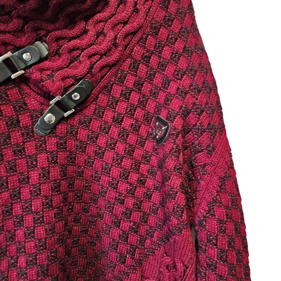LCR Black Edition Sweater Heavy Toggles Size 4XL Cowl Neck Red Wool Blend - Picture 2 of 4